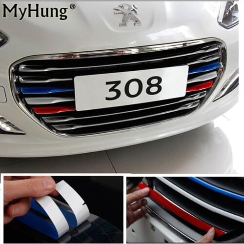 Car Stickers 3 Color Car Styling Front Reflective Strip Decal Vinyl Kidney Grille Sticker For Peugeot 308 Strip Sticker