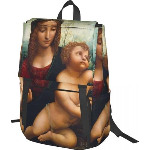 Leonardo Da Vinci,The Madonna Of The Yarnwinder Backpack for Girls Boys Travel RucksackBackpacks for Teenage school bag