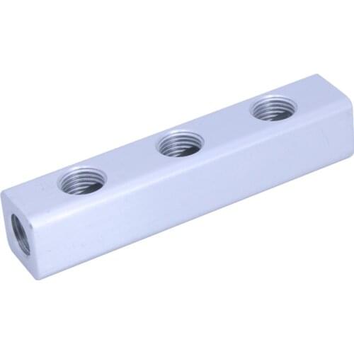 1/4" BSP Female Thread 20x20mm 2-10 Ways 5-13 Ports Solid Aluminum Pneumatic Manifold Air Distribution Block Splitter