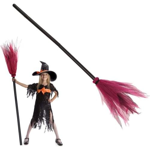 Witch Broom Cosplay Witch Accessory For Halloween Party Scene Props Plastic Broom For Children Adults Halloween Novelty Toy