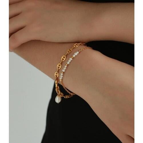 Pig Nose Natural Pearl Designer France Fashion Vintage Trend Elegant Jewelry Wedding Female Bracelets For Women