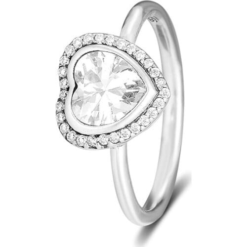 Sparkling Love Silver Ring Clear CZ Fashion Rings for Women DIY Jewelry Making Original 925 Sterling Silver Charms Jewelry