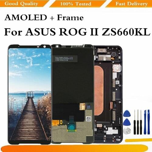 Original Super AMOLED For ASUS I001DE ROG Phone 2 Phone II ZS660KL LCD Display Touch Screen Digitizer Assembly Replacement Part