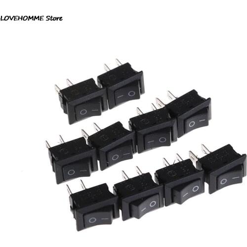 10Pcs Switches Small Black Rocker Switch 10*15MM KCD1-11 250VAC/3A 6A 125V AC 2P Switches