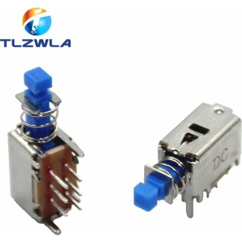 100PCS Horizontal Push-Pull Keys 6Pin Wiring Feet With Ears Button A04 Self-Reset With Lock Push Set-Top Box Power Switch