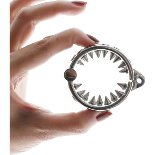 Penis Torture 2Rows Golden Ring Scrotum Pendant Male Chastity Device Kalis teeth Cock cage Spike Penis Ring Male Torture Devices