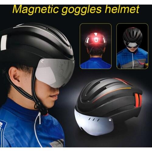 2021 Bike Helmet with Magnetic Visor Rear with Safety Light Portable Lightweight Design Cycling Helmet for Men Women N66