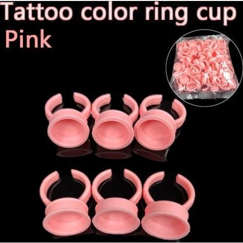 500PCS Tattoo Ink Ring Cap Pigment Cups Disposable Caps Microblading Pink Ring Glue Container Holder Tattoo Needle Supplies