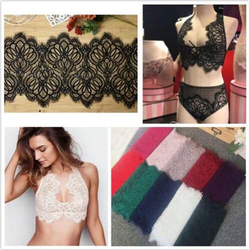 6M/Lot 23CM Wide European Eyelash Lace Trim Wedding Dress Veil Diy Sexy Lingerie Lace Fabric Craft Clothing Skirt Materials