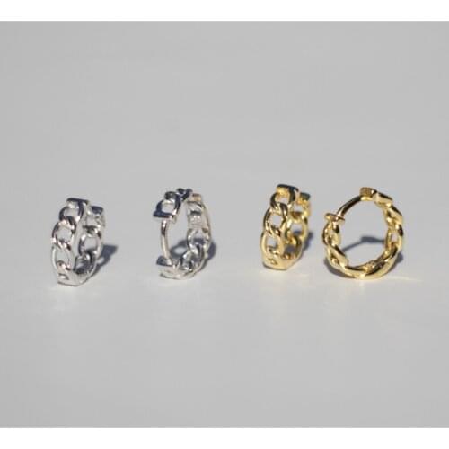 925 sterling silver earring Personalized chain design twist ear ring ear bone ear buckle trend Literary boy girl silver ear jew