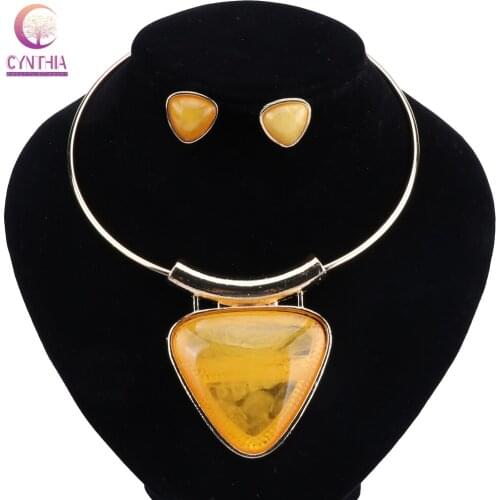 African Beads Jewelry Set Women Wedding Indian Jewelry Sets Necklace Earrings Set Dubai Ethiopian Vintage Jewellery