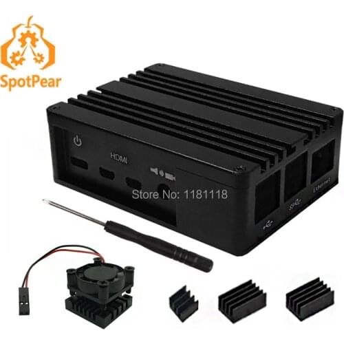 Raspberry pi 3/4 Model B aluminum black/silver case, with Fan Heatsink