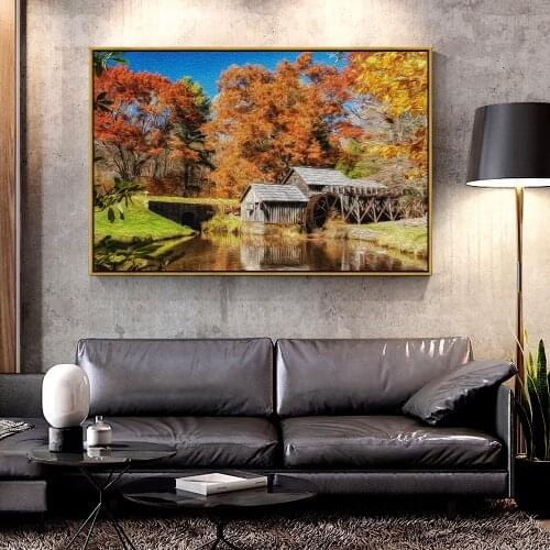 Artcozy Oil Canvas Painting watermill For Home Decoration Wall Art