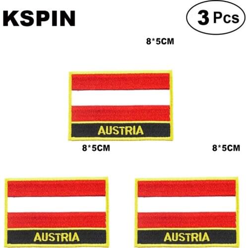 Austria Rectangular Shape Flag patches embroidered flag patches national flag patches for clothing DIY Decoration