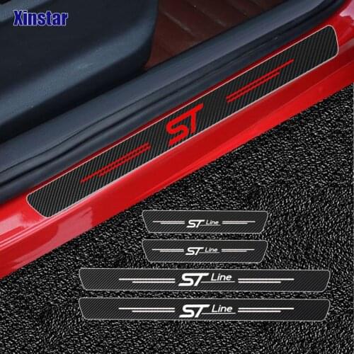 4pcs ST STline Carbon Fiber Car Sticker For Ford Focus Mondeo Fiesta Kuga Escape