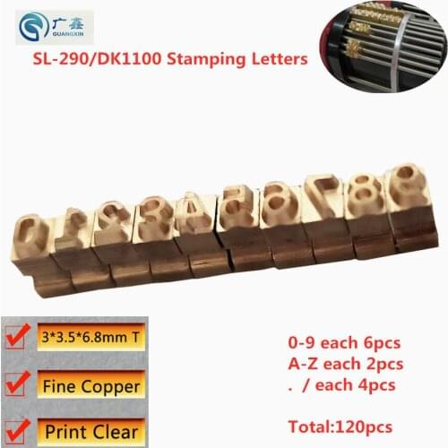 Freeshipping 3*3.5*6.8MM T Type Hot Stamping Letters For SL-290 DK1100 Coder Copper Letters 0-9 A-Z