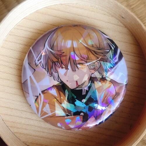 Anime Demon Slayer Kimetsu no Yaiba Cosplay Badge Button Brooch Pins Agatsuma Zenitsu Collection Clothings Itabag Decor