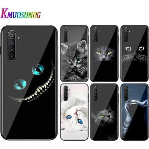For OPPO A5 A9 2020 F7 Phone Cover Shell Black Cat Staring Eyes for OPPO Reno 2 Z 2Z 2F 3 4 Pro 5G Bright Black Phone Case