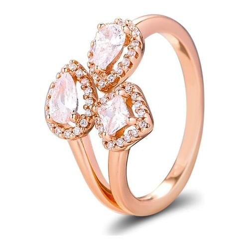 CKK Ring Rose Geometric Shapes Rings Women Anel Feminino 100% 925 Jewelry Sterling Silver Anillos Mujer Wedding Engagement