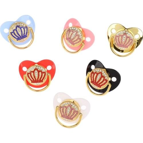 Baby Shower Gifts Baby Pacifier Baby Soother Rhinestone Pacifier Clips BPA Free Infant Nipple Newborn Crown diamond Pacifier