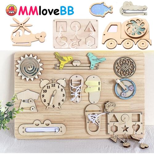 Children Busy Board DIY Toys Baby Montessori Sensory Activity Board Accessories Fine Motor Skill Latch Lock Cognition Toy Games