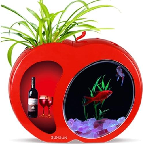 Hot Sale Ecology Mini Nano Fish Tank Office Aquarium Home Devoration Mini Fish Tank Integration Filter LED Light System 3L 4.5L