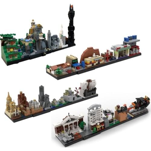 MOC Skyline Architecture Building Blocks Back to the Future City Street View DIY Castle Model Bricks Collection Toy for Children