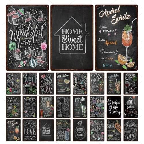 Mojito Black Menu Vintage Metal Tin Sign Cooking Wall Art Painting Bar Bar Cafe Kitchen Decoration Cocktail Dark Vintage Plaque