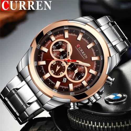 CURREN Casual Man WristWatch Waterproof Chronograph Men Watch Military Top Brand Luxury Stainless Steel Sport Male Clock 8361