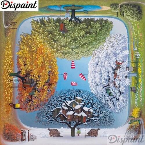 Dispaint Full Square/Round Drill 5D DIY Diamond Painting "Four season tree" Embroidery Cross Stitch 3D Home Decor Gift A12186
