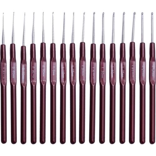 KAOBUY 16pcs Plastic Handle Crochet Hooks Handle Knitting Needles Set Crochetings and Knittings 0.5mm-2.7mm 16 Size