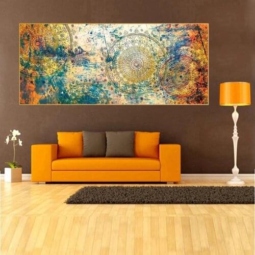 Mandala Colorful Retro Canvas Painting Art Painting Ancient Indian Vedic Interior Decoration Wall Art Pictures For living room
