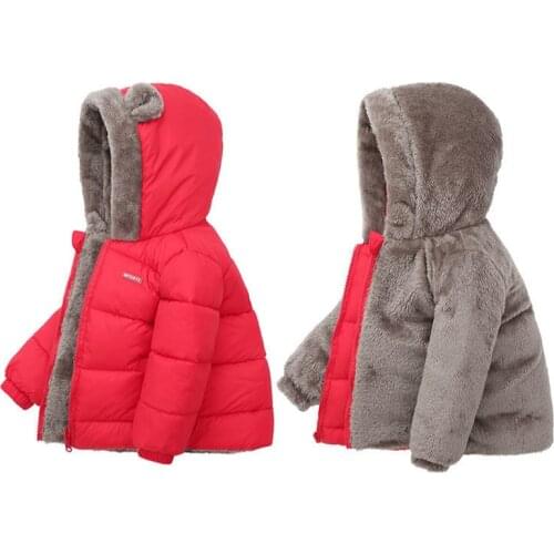 New childrens reversible padded jacket with lamb cashmere baby padded jacket for boys and girls warm winter coat with cashmere