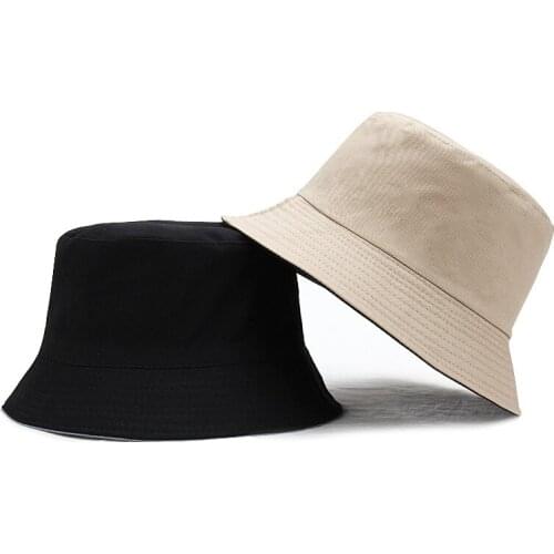 New Summer Sun Hats Women Men Unisex Double Side Bucket Hat Visor Basin Cap Pure Color Panama Fedoras Outdoor Fisherman