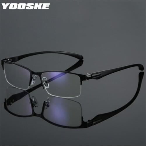 YOOSKE Business Half Frame Reading Glasses Men Women Ultralight Anti Blue Light Goggles Presbyopia Eyeglasses Diopters +1.0 2.0