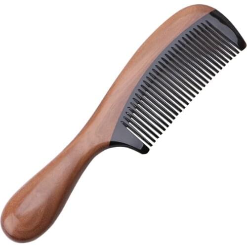 Pro Natural Ox Horn Green Sandalwood Fragrant Comb Wooden Handle Combs Hair Care