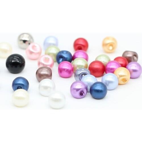 30Pcs Round Color Imitation Pearl Buttons Sewing Accessories Notions 10mm Buttons Wedding Dress Clothing Decor Crafts Buttons