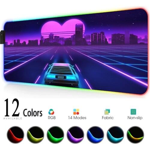 Rgb Mousepad Led Retrowave Synthwave Rgb Mouse Pad Gamer Pink Rgb Carpet Gamer Keyboard Setup Gamer Led Desk Mat DropShipping