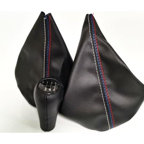 Car Shift Gear Stick Manual Handbrake Gaiter Shift Knob Black Leather Boot Car-Styling For BMW 3 Series E30 E34 E36 E46 M3 Z3
