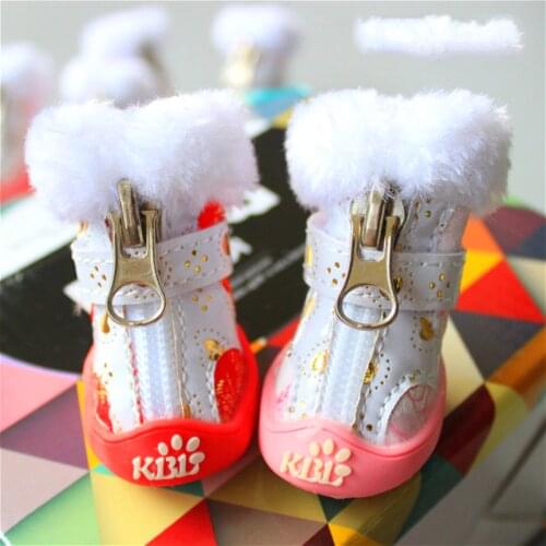 Hot Quality Dog Boots Red Yellow Pink Winter Zipper Pet Shoes With Fur For Puppy Animal Yorkshire Chihuahua Dachshund Goods