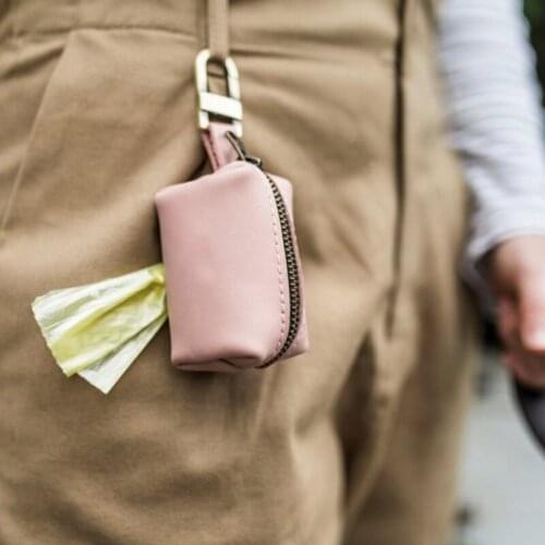 E7CB Outdoor Protable Dog Poop Bag Dispenser PU Pouch Pet Pick Up Poop Bags Holder