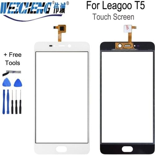 WEICHENG For Leagoo T5 Touch Screen Glass Test One By One New Glass Panel For leagoo T5 touch screen +free tools
