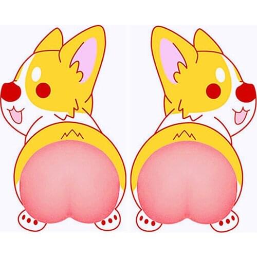 Cute Corgi Butt Car Sticker Cartoon Butt Silicone Car Anti-collision Stickers Press Pinch Decompression Cartoon Sticker Gift