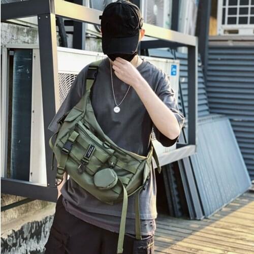 Crossbody Bag For Young Men 2020 Fashionable Hip-hop Style Canvas Bags Multifunction Design Safe And Convenient
