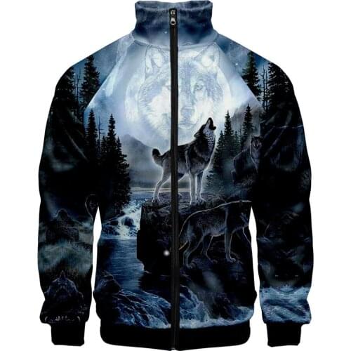 Zipper Sweatshirt Hip Hop Hoodies Fashion Autumn and Spring Clothes Beast Wolf Men/ Jackets All-match Tops Wild Animal 3D Print