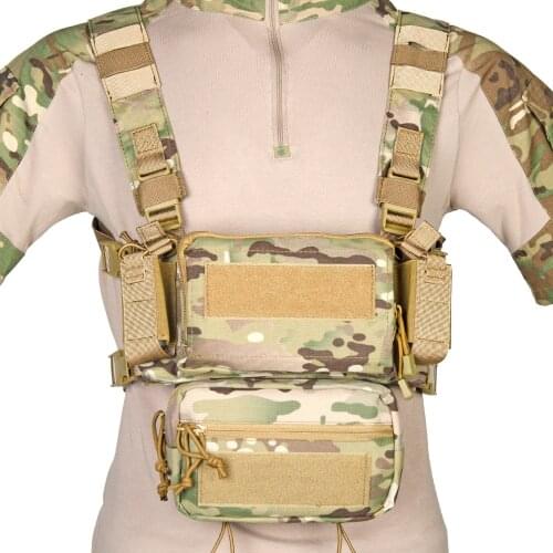 Training Mini D3 Tactical Chest Rig CRM H Harness Vest With SACK Pouch M4 Mag Insert Flatback Integratable Paintball Accessories