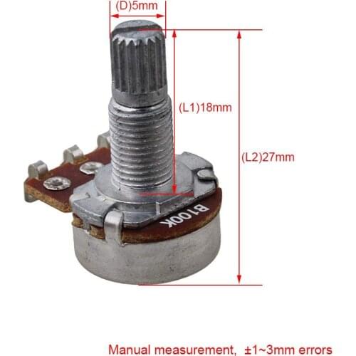 10pcs A10k A100K A250K A500k B100K B250K B500K 3Pin 18mm Shaft Amplifier Dual Stereo Potentiometer