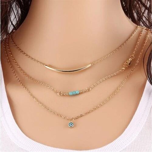 YLWHJJ brand Hot Multi-Layer Beaded Necklace Choker Women Necklaces & Pendants Three-layer Choker fashion jewelry