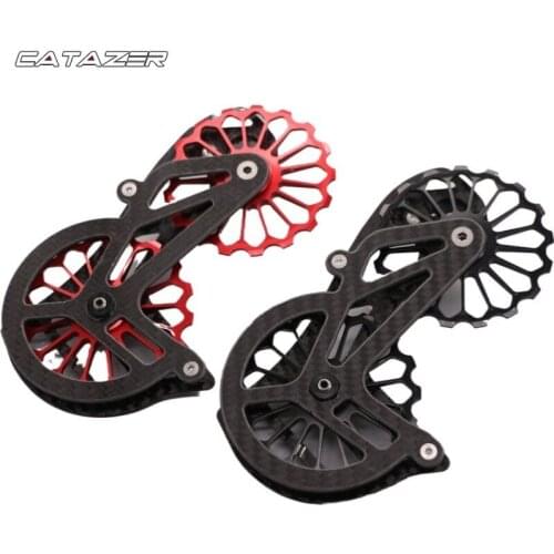 Carbon Fiber Bicycle Rear Derailleur 17T Pulley Guide Wheel Ceramic Bearing for 6800 R7000 R8000 R9100 R9000 Bicycle Derailleur