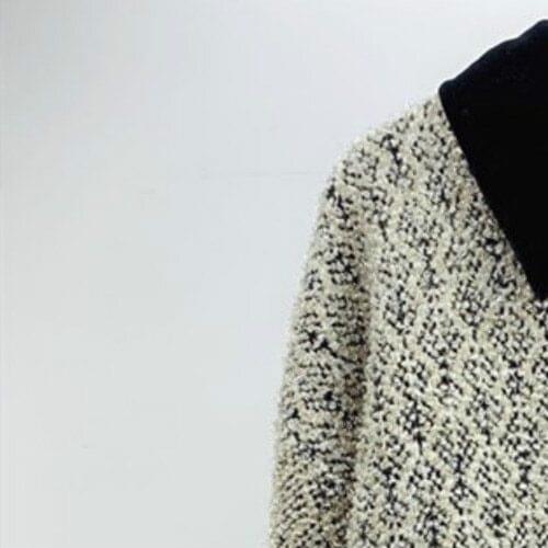 Women Knit Cardigan Turn-down Collar Plaid Long Sleeve Single Breasted Double Pockets Contrast Color Autumn Winter Female Coat